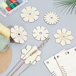 12Pcs 6 Styles Wood Braiding Disks&nbsp;AJEW-GA0009-99