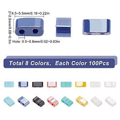 800Pcs 8 Style 2-Hole Opaque Glass Seed Beads&nbsp;SEED-SC0001-10