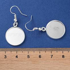 ラックメッキアイアンピアスフック  空白の丸いトレイ付き  フラットラウンド  銀  38mm  ピン：0.7mm&nbsp;EJEW-D091-01D-S
