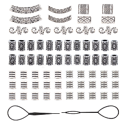 DIYキット  合金ビーズとプラスチックヘアピンパンメーカー付き  アンティークシルバー  9.5x9mm  穴：6mm  合計69個/袋&nbsp;DIY-SC0011-07AS