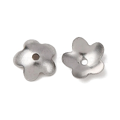 変色防止5枚花びら201ステンレススチールフラワービーズキャップ  ステンレス鋼色  6x2mm  穴：0.7mm&nbsp;STAS-N027-02