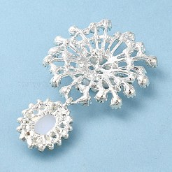 亜鉛合金ラインストーンペンダント  プラスチックビーズ付き  花のチャーム  銀  72~72.5x43~44x9.5~10mm  穴：5.5x3mm&nbsp;LS-PALLOY-Z017-01C-S
