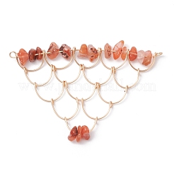 Natural Mixed Gemstone Chip Copper Wire Wrapped Connector Charms&nbsp;PALLOY-JF03030