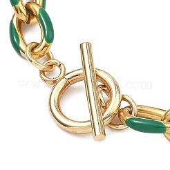 304 Stainless Steel Enamel Cable Chain Bracelets for Women&nbsp;BJEW-JB13595