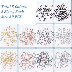 300個 10スタイル 304ステンレススチールオープン丸カン  ラウンド  ミックスカラー  4~6x0.6~1mm  内径：2.8~4.6mm  30個/スタイル&nbsp;STAS-UN0038-44