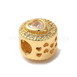 Heart Real 18K Gold Plated Brass Micro Pave Cubic Zirconia European Beads&nbsp;KK-G511-01G-03
