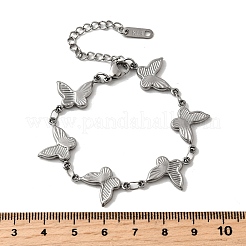 女性用304ステンレススチールリンクブレスレット  蝶  6インチ（15.3cm）&nbsp;LS-BJEW-Q041-01C-P