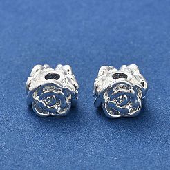 真鍮ビーズ  花  925銀メッキ  7.5x7.5x6mm  穴：2mm&nbsp;KK-B142-02S