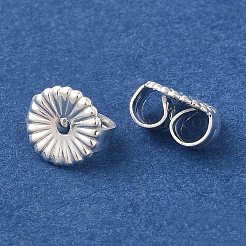 真鍮イヤリングナット  鉛フリー＆カドミウムフリー  花  925銀メッキ  6x3.5mm  穴：1mm&nbsp;KK-K383-25B-S