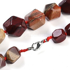 Natural Red Rainbow Jasper Nuggets Beaded Necklaces for Women Men&nbsp;NJEW-K388-01Q