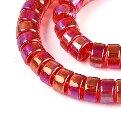 Ab色のメッキ透明ガラスビーズ連売り  フラットラウンド  レッド  7.5~8x4~4.5mm  穴：0.8~1mm  約82~87個/連  14.37~15.16''（36.5~38.5センチメートル）&nbsp;GLAA-T026-4x8mm-T10
