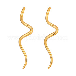 女性用304ステンレススチール製波型スタッドピアス  18KGP本金メッキ  61x2.7mm&nbsp;CT1317
