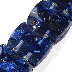 Epoxy Resin Dyed Natural Imperial Jasper Flat Rectangle Beaded Stretch Bracelets for Women&nbsp;BJEW-G698-02B