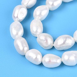 天然養殖淡水パールビーズ連売り  研磨両側  乳白色  6~12x5~7x5~7mm  穴：0.6mm  約37~39個/連  12.99~13.39インチ（33~34cm）&nbsp;PEAR-N014-06I-01