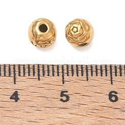 304ステンレススチールビーズ  花の丸  イオンプレーティング（ip）  18KGP本金メッキ  6mm  穴：1.7mm&nbsp;SA-CBA740F-06G