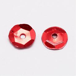 プラスチックスパンコールビーズ  半カップ状のスパンコールビーズ  中ハート孔  ファイヤーブリック  6~7x0.5mm  穴：1mm  約35000個/ポンド&nbsp;PVC-A001-6mm-07