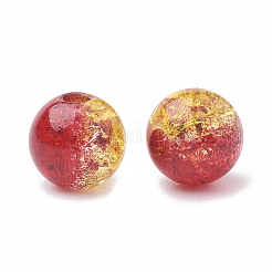 アクリルビーズ  透明なクラックルスタイル  ツートンスタイル  ラウンド  ファイヤーブリック  8mm  穴：2mm  約1840個/500g&nbsp;OACR-N002-01L