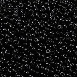 ベーキングペイントガラスのシードビーズ8/0  丸い穴  ティアドロップ  ブラック  3x2mm  穴：1mm  約18750個/ポンド&nbsp;SEED-M012-02A-55