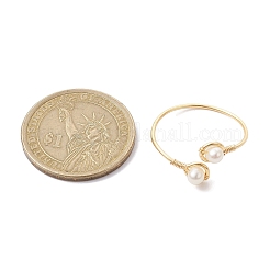 銅線巻き天然養殖淡水真珠オープンリング  女性用カフフィンガーリング  ゴールドカラー  5~10.5mm  内径：19.3~20mm  4個/セット&nbsp;RJEW-JR00628