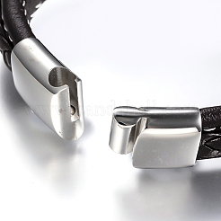 Men's Braided Leather Cord Bracelets&nbsp;BJEW-H559-17C