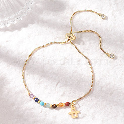 Chakra Brass Box Chain Slider Bracelets&nbsp;BJEW-JB12602-01