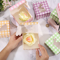 24Pcs 6 Colors Tartan Folding Paper Candy Packing Boxes with Rabbit Window&nbsp;CON-WH0085-193