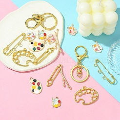 DIY Painting Theme Alloy Keychain Brooch Pin Making Kits&nbsp;DIY-YW0008-71