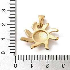 PVD真空メッキ304ステンレスペンダント  長持ちメッキ  太陽のチャーム  ゴールドカラー  22x24x4mm  穴：3x7mm&nbsp;STAS-B053-26G