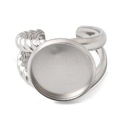 304ステンレススチールカフリング部品  ラウンドベゼルカップリングセッティング  ステンレス鋼色  15.5mm  18mm  トレイのサイズ：14mm&nbsp;STAS-P454-01D-P