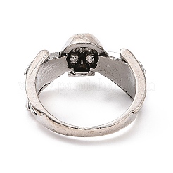 合金スカル フィンガー リング  女性のためのゴシックジュエリー  アンティークシルバー  usサイズ6 1/4(16.7mm)&nbsp;RJEW-H109-01AS