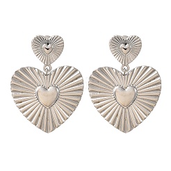 Heart 304 Stainless Steel Dangle Stud Earrings&nbsp;EJEW-Z109-03P