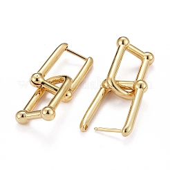 真鍮huggieフープピアス  長持ちメッキ  長方形  18KGP本金メッキ  36.5mm  ピン：1mm&nbsp;KK-H741-06G