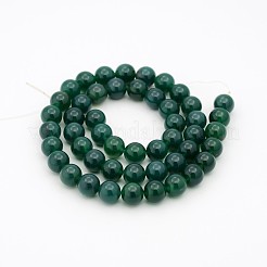 天然のティールジェイドラウンドビーズ連売り  染め  8mm  穴：1mm  約49個/連  15.7インチ&nbsp;G-P070-09-8mm