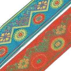 刺繍チロリアンテープ  ジャカードリボン  服飾材料  花柄  空色  2インチ（50mm）  7 m /ロール&nbsp;OCOR-WH0064-13I