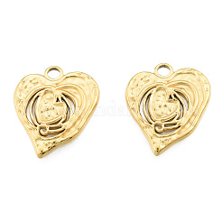 イオンプレーティング（IP）201ステンレスペンダント  ハート  18KGP本金メッキ  21x18.5x2mm  穴：2.5mm&nbsp;LS-STAS-N098-265LG