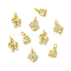 9Pcs 3 Style Brass Micro Pave Clear Cubic Zirconia Pendants&nbsp;KK-CJ0002-81