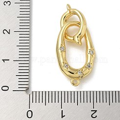 Rack Plating Brass Micro Pave Clear Cubic Zirconia Fold Over Clasps&nbsp;KK-K392-48G