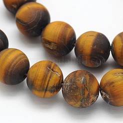 イエロータイガーアイつや消しラウンドビーズ連売り  6mm  穴：1mm  約65個/連  15.5インチ&nbsp;G-N0166-45-6mm