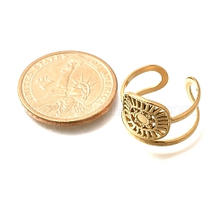 Square with Sun 304 Stainless Steel Open Cuff Rings for Women&nbsp;LS-RJEW-M046-01G