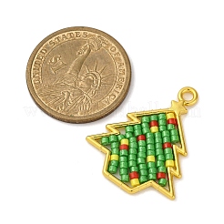 Christmas Theme Glass Seed Beaded Pendants&nbsp;PALLOY-MZ00809-02