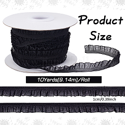 ポリエステル伸縮性ストレッチレーストリム  人形の服用  裁縫道具  ブラック  3/8インチ（10mm）  約10.00ヤード（9.14m）/ロール&nbsp;DIY-WH0430-852B