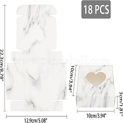 大理石の型紙の厚紙のアクセサリー箱  ハートの正方形  ホワイト  箱：10x10x3センチメートル&nbsp;CON-FH0001-27