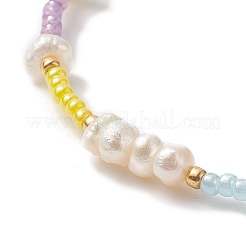 女性用ナチュラルパール＆ガラスシードビーズストレッチブレスレット  カラフル  内径：2インチ（5.2cm）&nbsp;BJEW-JB09930