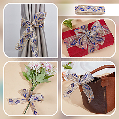 Polyester Feather Pattern Ribbon&nbsp;OCOR-WH0101-151A