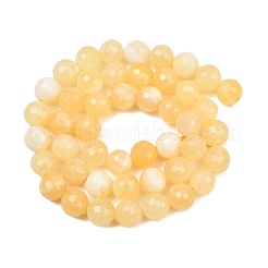天然石イエロージェイド翡翠ビーズ連売り  ファセット（128ファセット）ラウンド  8mm  穴：1.3mm  約46個/連  14.37''（36.5センチメートル）&nbsp;GG-NH0014-C02-8mm