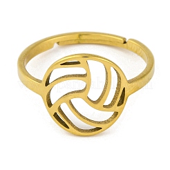 201ステンレススチール製調節可能な女性用リング  動物/メモ/サッカー  サッカー  12.5mm  内径：18mm&nbsp;RJEW-D082-01G