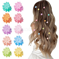 子供用ヘアアクセサリー2箱  不透明なプラスチック製の爪のヘアクリップ  スプレーペインティング  花  ミックスカラー  13x14x14mm  14個/箱&nbsp;PHAR-TADJ0001-13