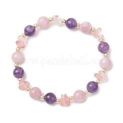 Cherry Quartz Glass & Natural Quartz & Natural Amethyst Stretch Bracelets for Women&nbsp;BJEW-JB13190