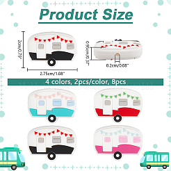 8Pcs 4 Colors Campervan Food Grade Silicone Beads&nbsp;SIL-NB0001-42
