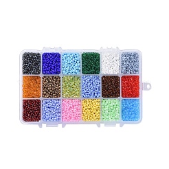 ガラスシードビーズ18色  混合スタイル  ラウンド  ミックスカラー  3mm  穴：1mm  約500PCS /カラー  約9000個/箱&nbsp;SEED-JP0007-03